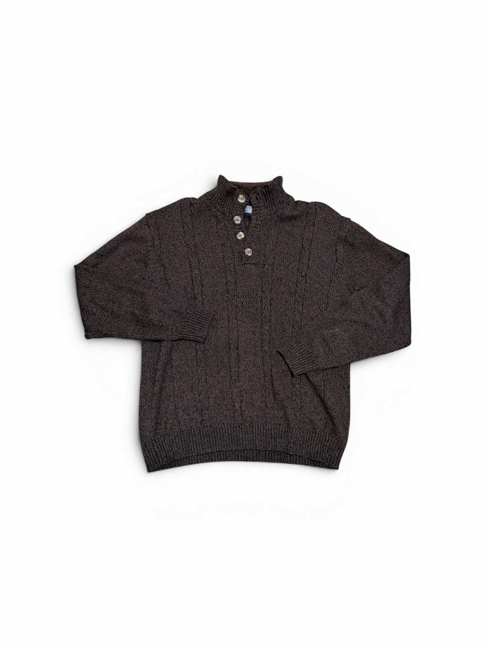 Oscar de la Renta Browm Textured Henley Sweater Unisex Fall 2012 Soft Knit